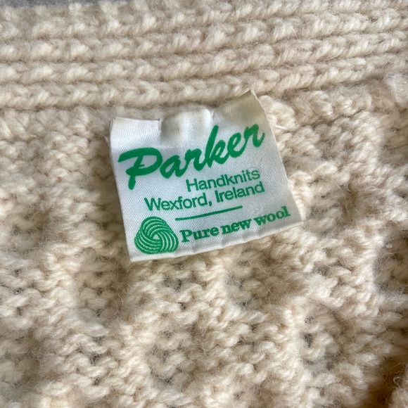 Irish Wool Parker Sweater - Cream / Beige - Cardigan with Pockets - Picture 2 of 6